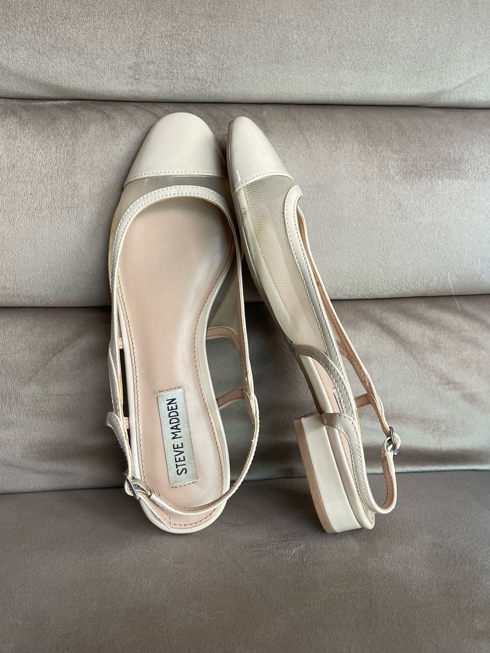 Beautiful Steve Madden Cream Mesh Slingback Flats